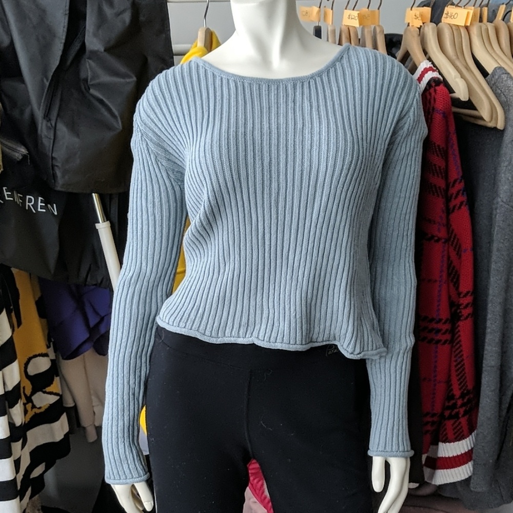 5/$45 Blue Ribbed Cropped Sweater